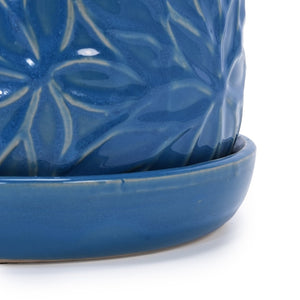 English Elm Set Of 2 Ceramic Flowerpots - 7" Stylish Navy Planters For Modern Home, Garden & Patio Décor W3273P322544-GIGA