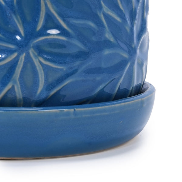 English Elm Set Of 2 Ceramic Flowerpots - 7" Stylish Navy Planters For Modern Home, Garden & Patio Décor W3273P322544-GIGA