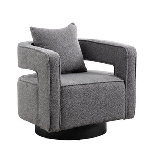 English Elm 29.13"w Boucle Swivel Accent Chair Open Back 360 Rotation Modern Lounge Seating Gray W3188P417878