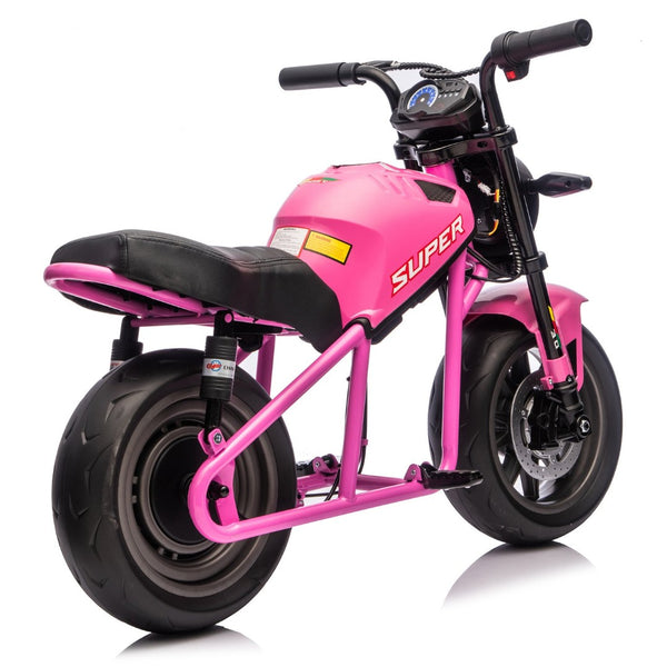English Elm 24v300w Kids Electric Muscle Motorcycle with Dual Suspension Wide Eva Tires and Twist Throttle Pink W1578P382508