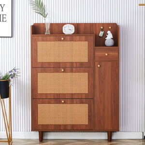 English Elm The Slim Mdf Entryway Shoe Cabinet with Metal Legs and Open Top Storage Platform W3875P387146