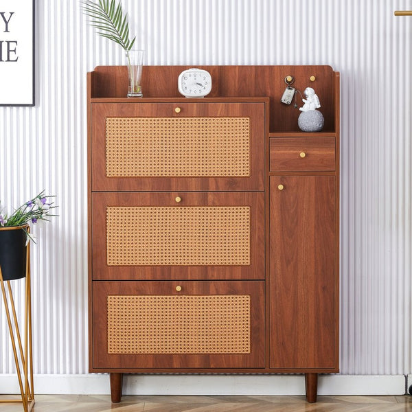 English Elm The Slim Mdf Entryway Shoe Cabinet with Metal Legs and Open Top Storage Platform W3875P387146