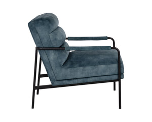 Sunpan Tristen Lounge Chair - Stylish Mid-Century Modern Accent with Acacia Wood and Black Metal Frame Nono Petrol