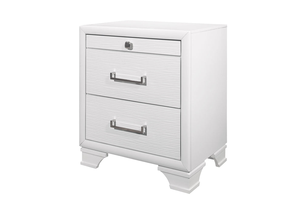 English Elm CIVIC Solid White Nightstand with Dovetail Drawers, 2 Storage Drawers, Solid Wood + MDF, 20x14x26" B201P215848