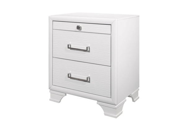 English Elm CIVIC Solid White Nightstand with Dovetail Drawers, 2 Storage Drawers, Solid Wood + MDF, 20x14x26" B201P215848