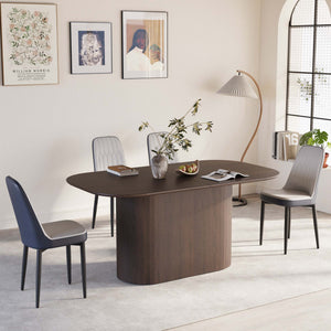 English Elm 63 Stylish Medieval Modern Dining Table & 4 Ergonomic Pu Chairs Set For Home & Kitchen Elegance W2189S00697