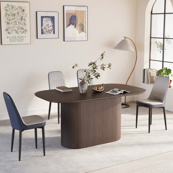 English Elm 63 Stylish Medieval Modern Dining Table & 4 Ergonomic Pu Chairs Set For Home & Kitchen Elegance W2189S00697