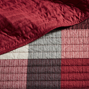 JLA Home Madison Park - 6 Reversible Plaid Daybed Cover Set with Quilted Herringbone, Shams, Pillow & Bed Skirt — Lodge Chic MP13-6465