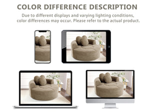 English Elm Round Cloud Sofa Bed Waffle Fabric Memory Foam Convertible Couch for Small Space Living Brown W3224P492001