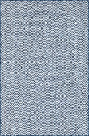 Unique Loom Outdoor Trellis Deco Trellis Machine Made Trellis Rug Blue, Ivory/Navy Blue 5' 1" x 8' 0"