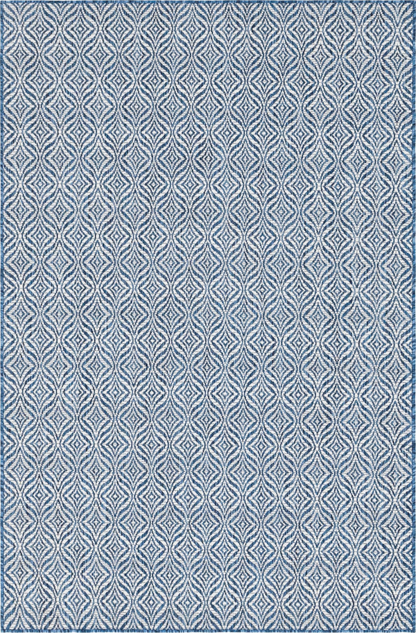 Unique Loom Outdoor Trellis Deco Trellis Machine Made Trellis Rug Blue, Ivory/Navy Blue 5' 1" x 8' 0"