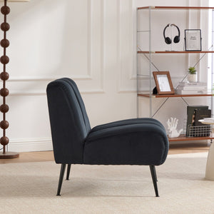 English Elm 24.4" Wide Armless Velvet Accent Chair With Black Metal Legs For Stylish Living Room & Office Use W3098P308779