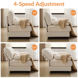 English Elm 67" Loveseat with 4-Position Recline, Plush Chenille Upholstery, 350lb/Seat Capacity, 2 Pillows, Easy Setup Beige W2606P359223