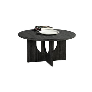 English Elm Contemporary 3-Piece Round Table Set: Stylish Coffee & End Tables With Cross-Arch Base In Gray Finish B2741P395102