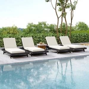English Elm Lounge Chaise Outdoor Acacia Wood Slatted Frame with Water Resistant Cushion Resort Style N770P442B429CUSH