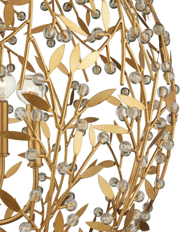 Currey & Company Secret Garden Gold Orb Chandelier - Elegant Biophilic Lighting With Handcrafted Crystal Accents Gold Crystal ,Wrought Iron 9000-1289-currey-company