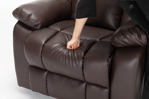 English Elm Electric Power Massage Recliner with Heating & USB Charging, PU Leather, Extra-Dense Cushion Comfort Dark Brown B205S00068