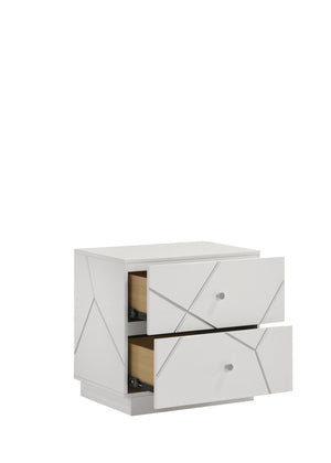 English Elm Manhattan Lacquer Nightstand with Geometric Drawer Fronts, Velvet-Lined Interior & Smooth Metal Runners B009P309295