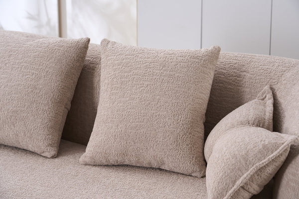 English Elm (old Sku W2231p392100) Chenille Sleeper Sofa Foldable Convertible Loveseat with Four Pillows Apricot W2231P466736