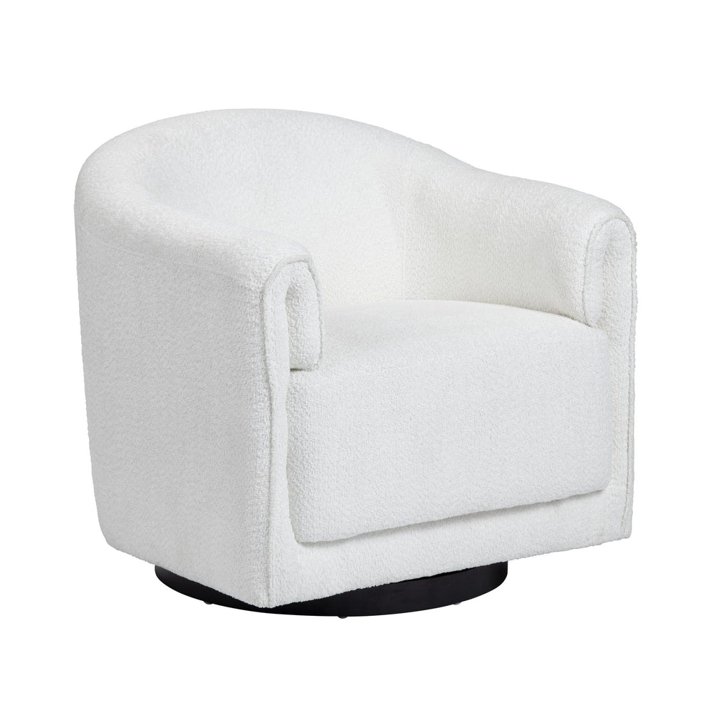 Crestview Collection Upholstered Swivel Accent Chair - Chic White Fabric With Plush Cushion & Sturdy Black Iron Base White Metal Cvfzr6169