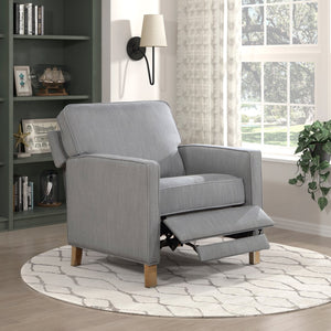 English Elm Classic Hampstead Push Back Recliner Gray Textured Fabric Upholstery Cushioned Seat Solid Wood Frame Comfortable Living Room Accent Chair Reclining B011P271949