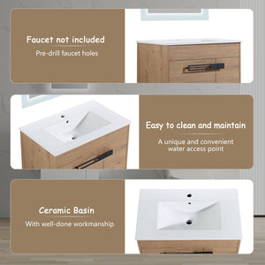 English Elm 30 Inch Bathroom Vanity With Sink – Transform Your Space With Modern, Versatile Design & Storage! W999S00077