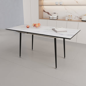 English Elm 47"-63" Extendable Mdf Dining Table Set For 2-6, Chic Beige Chairs, Modern Style, Space-Saving Design W2189S00205