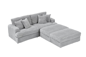 English Elm 88.58 Inch Grey Corduroy Sofa – Cloud-Like Comfort, Double Storage Legs, And 4 Stylish Pillows! W3356S00016