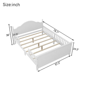 English Elm Twin Low Profile Kids Platform Bed Solid Pine Frame with Guardrails and Storage White W2593P411271