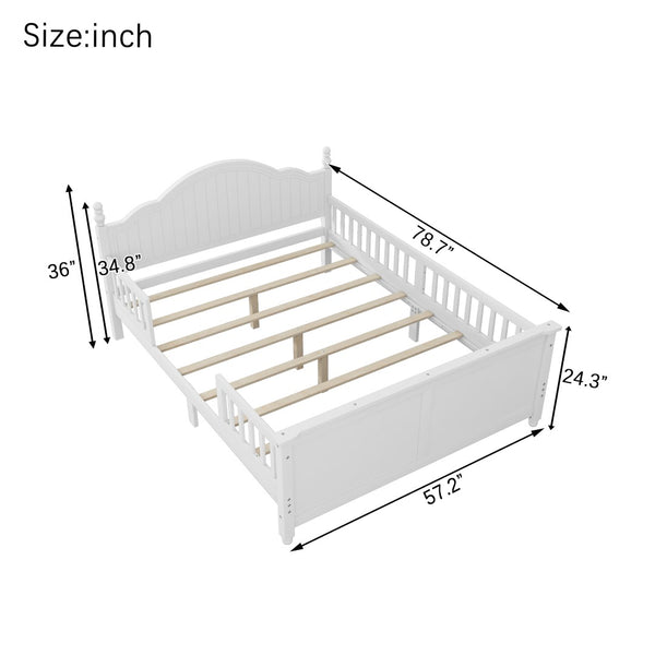 English Elm Twin Low Profile Kids Platform Bed Solid Pine Frame with Guardrails and Storage White W2593P411271