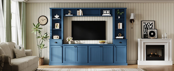English Elm Minimalist Modular Wall Unit Four Piece Entertainment System Fits Tvs up to 75 Inches SD000031AAC