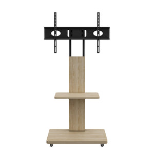 English Elm Tv Floor Stand Rolling Cart with Lockable Wheels Height Adjustable Iron Mdf Mount Natural W241P246879