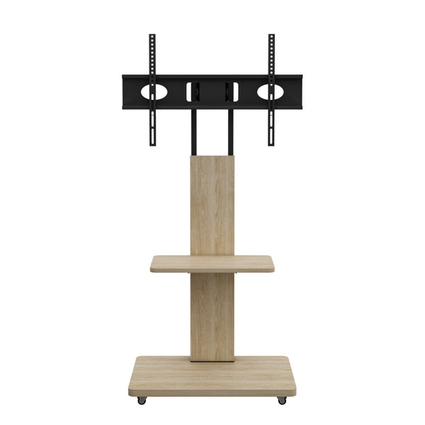 English Elm Tv Floor Stand Rolling Cart with Lockable Wheels Height Adjustable Iron Mdf Mount Natural W241P246879