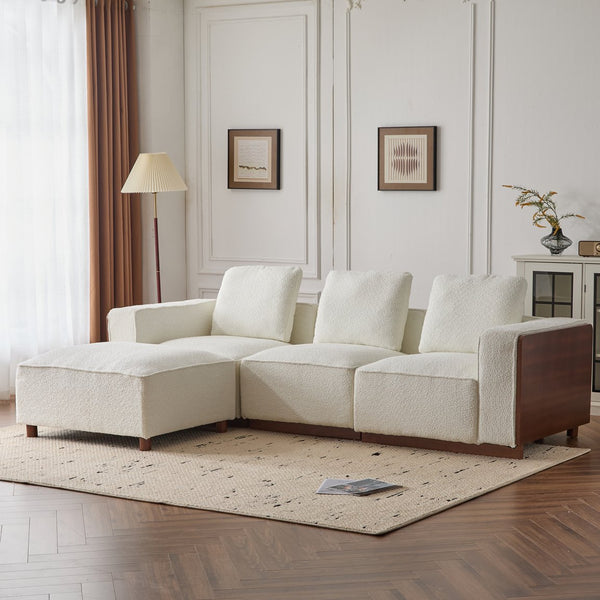 English Elm Christopher Knight Home® - Sectional CHITA L-Shape Modular Sofa Beige Fabric — Reversible Cushions, Durable Frame, Customizable Configuration (5-carton) N771P205002M_P220377M_P205014M_P205089_P205009M