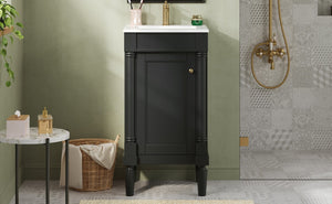 English Elm 18" French Style Vanity with Ceramic Sink Soft Close Door and Adjustable Shelf Black N710P415332B