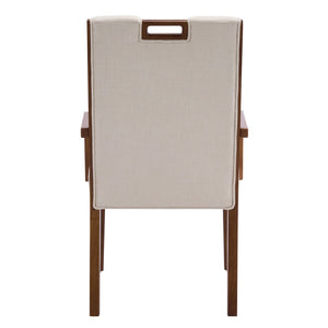 English Elm Upholstered Armchair Dining Chairs Rubberwood Frame Soft Padded Seat Set of 2 Beige,Walnut N768P391161W