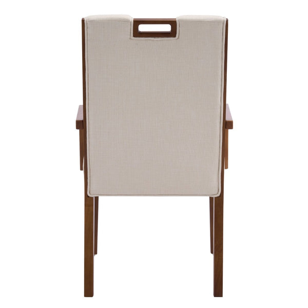 English Elm Upholstered Armchair Dining Chairs Rubberwood Frame Soft Padded Seat Set of 2 Beige,Walnut N768P391161W