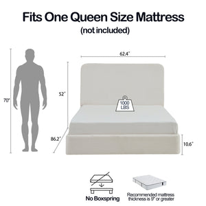 English Elm Canter Upholstered Bed With 52" Tall Headboard - Elegant Pearl White Chenille, Easy Assembly, No Box Spring B083P373032