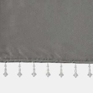 JLA Home Madison Park - Lightweight Faux Silk Valance with Beaded Hem, Lined Twist-Top Drapery for Privacy & Elegance Charcoal MP41-6560