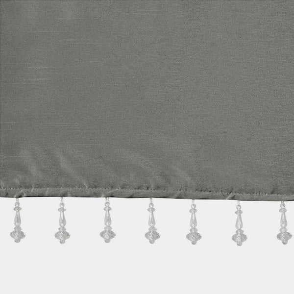 JLA Home Madison Park - Lightweight Faux Silk Valance with Beaded Hem, Lined Twist-Top Drapery for Privacy & Elegance Charcoal MP41-6560