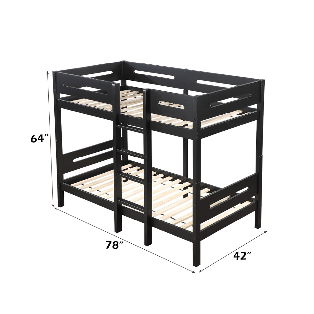 English Elm Ekko Twin/Twin Bunk Bed in Black Finish – Sturdy Pine Composite, 330 lb Capacity, Easy Assemble B2726S00330