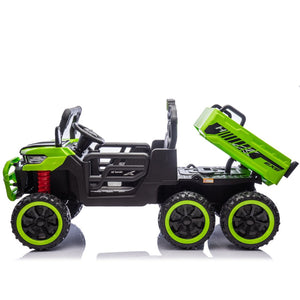 English Elm 24v Two Seat Kids Electric Dump Truck Six Wheel 4wd Utv with Parental Remote Green W1578P268992