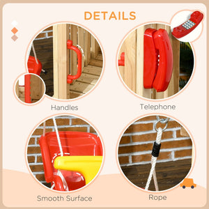 English Elm Outsunny Wooden Toddler Playset Backyard Swing Slide Captain Wheel Horn Ages W2225P229474
