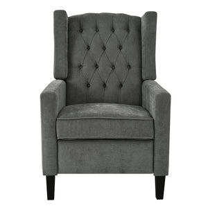English Elm Manual WingBack Recliner Chair with Foldable Side Table, USB Charging, Solid Wood Frame Comfort Gray W680P236052