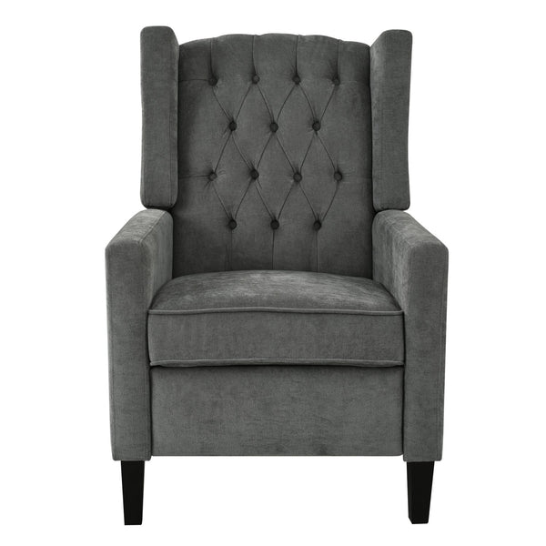 English Elm Manual WingBack Recliner Chair with Foldable Side Table, USB Charging, Solid Wood Frame Comfort Gray W680P236052