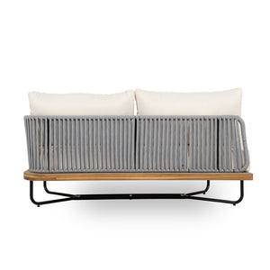 English Elm Christopher Knight Home® - Lucca Outdoor 5-Seater Acacia Wood & Rope Woven Patio Set With Plush Cushions For Stylish Comfort N773OS00065B