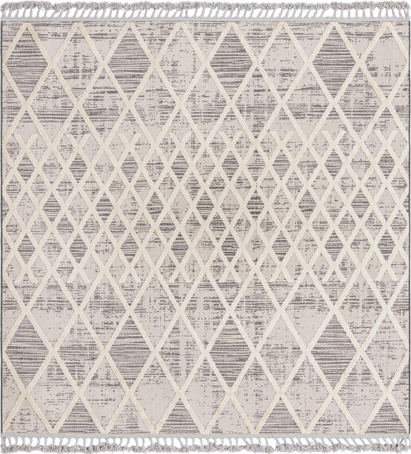 Unique Loom Arlo Cy Machine Made Tribal Rug Gray, Ivory 7' 10" x 7' 10"