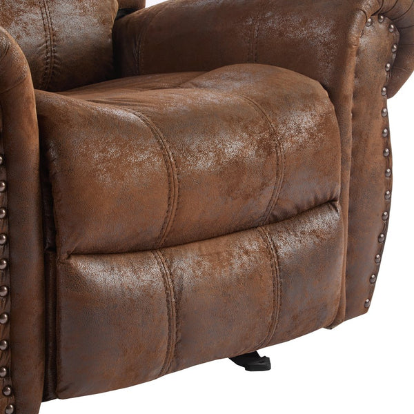 English Elm Christopher Knight Home® - 40.75" Wide Suede Manual Glider Recliner Chair with Rolled Arms, Microfiber Comfort & Infinite Positions Brown N763P264499D