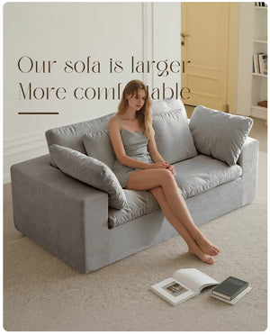 English Elm Modular Sectional Sofa - 3-Seater Light Gray Minimalist Design With Ottoman, Comfy Sleeper Option W3622S00010