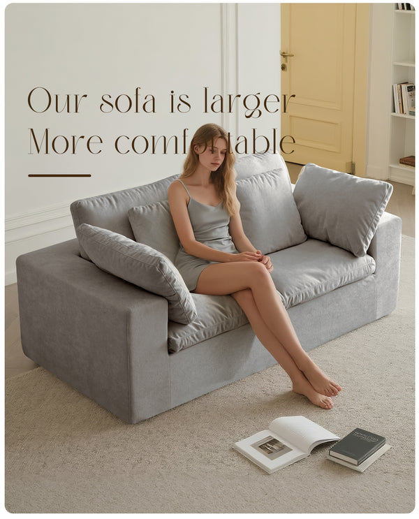 English Elm Modular Sectional Sofa - 3-Seater Light Gray Minimalist Design With Ottoman, Comfy Sleeper Option W3622S00010